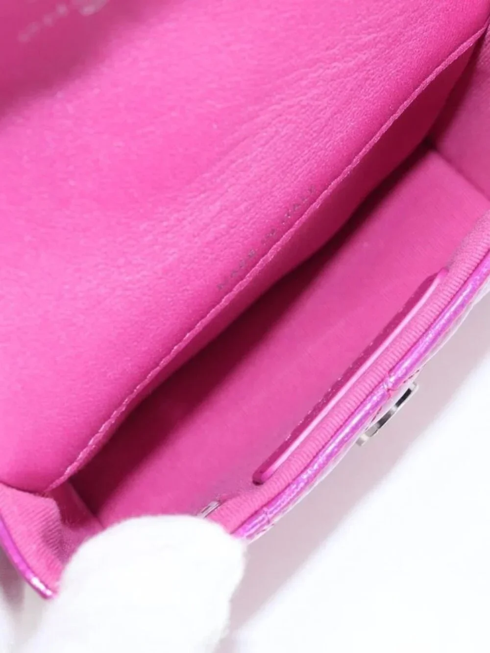 CHANEL Matelasse Pouch Patent leather Pink Silver CC Auth bs29324SM